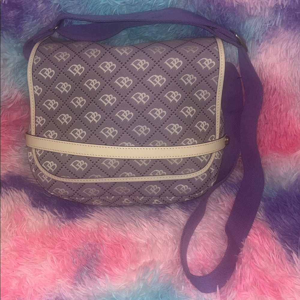 Dooney & Bourke DB Monogram Crossbody Bag Purple Pattern Made in USA